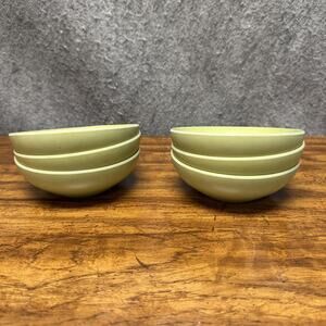 Vintage MCM Set 6 Prolon Green Melamine Dessert Bowls 7415 Atomic Retro Kitchen
